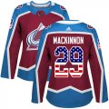Wholesale Cheap Adidas Avalanche #29 Nathan MacKinnon Burgundy Home Authentic USA Flag Women's Stitched NHL Jersey