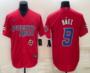 Wholesale Cheap Men's Puerto Rico Baseball #9 Javier Baez 2023 Red World Baseball Classic Stitched Jerseys