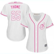 Wholesale Cheap Indians #25 Jim Thome White/Pink Fashion Women's Stitched MLB Jersey