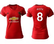 Wholesale Cheap Women's Manchester United #8 Mata Red Home Soccer Club Jersey