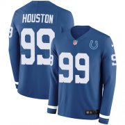 Wholesale Cheap Nike Colts #99 Justin Houston Royal Blue Team Color Men's Stitched NFL Limited Therma Long Sleeve Jersey