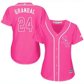 Wholesale Cheap White Sox #24 Yasmani Grandal Pink Fashion Women\'s Stitched MLB Jersey
