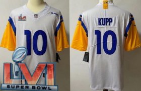 Wholesale Cheap Women\'s Los Angeles Rams #10 Cooper Kupp Limited White Alternate 2022 Super Bowl LVI Bound Vapor Jersey