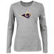 Wholesale Cheap Women's Nike Los Angeles Rams Of The City Long Sleeve Tri-Blend NFL T-Shirt Light Grey