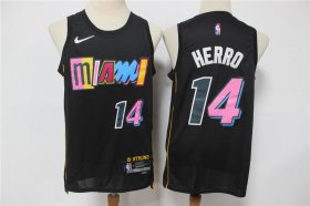 Wholesale Cheap Men\'s Miami Heat #14 Tyler Herro Black Diamond 2022 City Edition Swingman Stitched Jersey