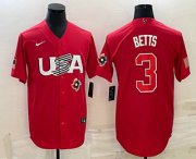 Wholesale Cheap Men's USA Baseball #3 Mookie Betts 2023 Red World Classic Stitched Jersey
