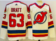 Wholesale Cheap Men's New Jersey Devils #63 Jesper Bratt White 2022 Reverse Retro Authentic Jersey