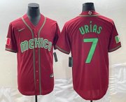Wholesale Cheap Men's Mexico Baseball #7 Julio Urias 2023 Red Green World Baseball Classic Stitched Jerseys
