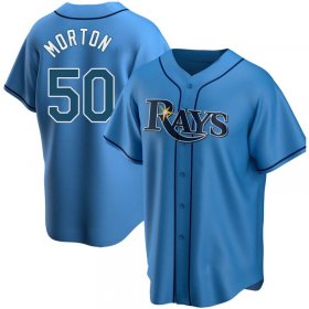 Wholesale Cheap Men\'s Tampa Bay Rays Replica #50 Charlie Morton Light Blue Alternate Nike Jersey
