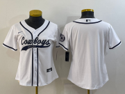Wholesale Cheap Women's Dallas Cowboys Blank White With Patch Cool Base Stitched Baseball Jersey