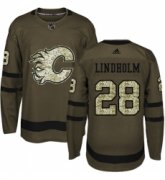 Wholesale Cheap Men's Adidas Calgary Flames #28 Elias Lindholm Green Salute to Service Stitched NHL Jersey