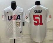 Wholesale Cheap Men's USA Baseball #51 Brady Singer Number 2023 White World Baseball Classic Stitched Jerseys
