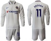 Wholesale Cheap Chelsea #11 Drogba Away Long Sleeves Soccer Club Jersey