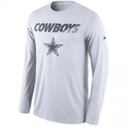 Wholesale Cheap Men's Dallas Cowboys Nike White Legend Staff Practice Long Sleeves Performance T-Shirt