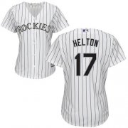 Wholesale Cheap Rockies #17 Todd Helton White Strip Home Women's Stitched MLB Jersey