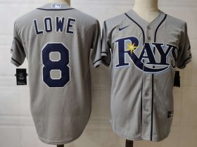 Wholesale Cheap Men\'s Tampa Bay Rays #8 Brandon Lowe Grey Stitched MLB Cool Base Nike Jersey