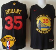 Wholesale Cheap Men's Warriors #35 Kevin Durant Black New Fashion 2017 The Finals Patch Stitched NBA Jersey