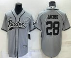 Wholesale Men's Las Vegas Raiders #28 Josh Jacobs Grey Stitched MLB Cool Base Nike Baseball Jersey