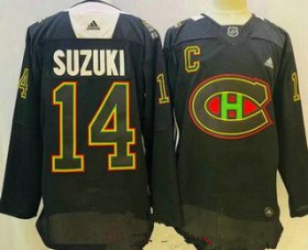 Wholesale Cheap Men\'s Montreal Canadiens #14 Nick Suzuki Black History Night Authentic Jersey