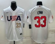 Wholesale Cheap Men's USA Baseball #33 Lance Lynn Number 2023 White World Baseball Classic Stitched Jerseys