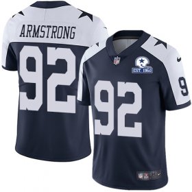 Wholesale Cheap Nike Cowboys #92 Dorance Armstrong Navy Blue Thanksgiving Men\'s Stitched With Established In 1960 Patch NFL Vapor Untouchable Limited Throwback Jersey