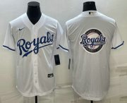 Wholesale Cheap Men's Kansas City Royals Big Logo White Stitched MLB Cool Base Nike Jersey