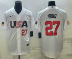 Wholesale Cheap Men's USA Baseball #27 Mike Trout Number 2023 White World Baseball Classic Replica Stitched Jersey