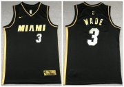 Wholesale Cheap Men's Miami Heat #3 Dwyane Wade NEW 2020 Black Golden Edition Nike Swingman Jersey