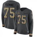 Wholesale Cheap Nike Giants #75 Cameron Fleming Anthracite Salute to Service Women's Stitched NFL Limited Therma Long Sleeve Jersey