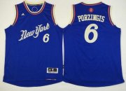 Wholesale Cheap Men's New York Knicks #6 Kristaps Porzingis Revolution 30 Swingman 2015 Christmas Day Blue Jersey