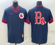 Wholesale Cheap Men's Boston Red Sox Big Logo Navy Blue Nike Cooperstown Collection Legend V Neck Jersey