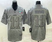 Wholesale Cheap Men's Philadelphia Eagles #11 AJ Brown Grey Super Bowl LVII Patch Stitched Jersey