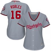 Wholesale Cheap Nationals #16 Victor Robles Grey Road Women's Stitched MLB Jersey