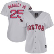 Wholesale Cheap Red Sox #25 Jackie Bradley Jr Grey Road 2018 World Series Women's Stitched MLB Jersey