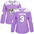 Wholesale Cheap Adidas Predators #3 Steven Santini Purple Authentic Fights Cancer Women's Stitched NHL Jersey