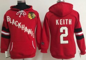 Wholesale Cheap Chicago Blackhawks #2 Duncan Keith Red Women\'s Old Time Heidi NHL Hoodie