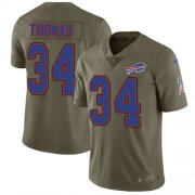 Wholesale Cheap Nike Bills #34 Thurman Thomas Olive Youth Stitched NFL Limited 2017 Salute to Service Jersey