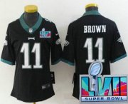 Wholesale Cheap Women's Philadelphia Eagles #11 AJ Brown Limited Black Super Bowl LVII Vapor Jersey