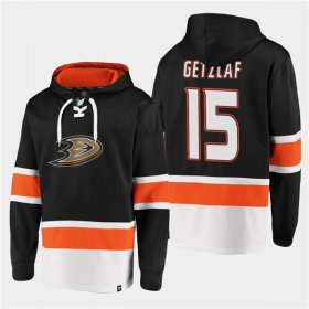Wholesale Cheap Men\'s Anaheim Ducks #15 Ryan Getzlaf Black Ageless Must-Have Lace-Up Pullover Hoodie