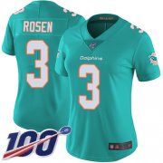 Wholesale Cheap Nike Dolphins #3 Josh Rosen Aqua Green Team Color Women's Stitched NFL 100th Season Vapor Limited Jersey