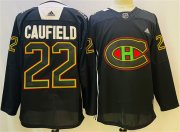 Wholesale Cheap Men's Montreal Canadiens #22 Cole Caufield 2022 Black Warm Up History Night Stitched Jersey