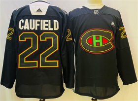 Wholesale Cheap Men\'s Montreal Canadiens #22 Cole Caufield 2022 Black Warm Up History Night Stitched Jersey