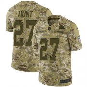 Wholesale Cheap Nike Browns #27 Kareem Hunt Camo Men's Stitched NFL Limited 2018 Salute To Service Jersey
