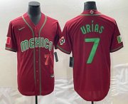 Wholesale Cheap Men's Mexico Baseball #7 Julio Urias Number 2023 Red Green World Baseball Classic Stitched Jersey