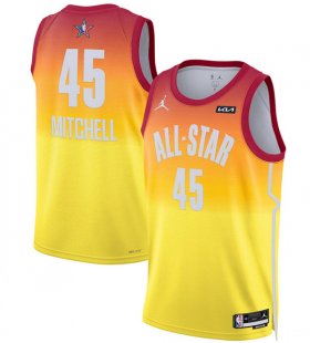 Wholesale Cheap Men\'s 2023 All-Star #45 Donovan Mitchell Orange Game Swingman Stitched Basketball Jersey