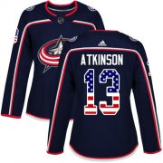 Wholesale Cheap Adidas Blue Jackets #13 Cam Atkinson Navy Blue Home Authentic USA Flag Women's Stitched NHL Jersey