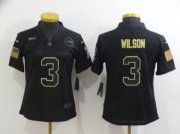 Wholesale Cheap Women's Seattle Seahawks #3 Russell Wilson Black 2020 Salute To Service Stitched NFL Nike Limited Jersey