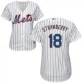 Wholesale Cheap Mets #18 Darryl Strawberry White(Blue Strip) Home Women's Stitched MLB Jersey