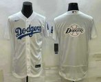 Wholesale Cheap Men's Los Angeles Dodgers Big Logo White Flex Base Stitched Baseball Jersey1