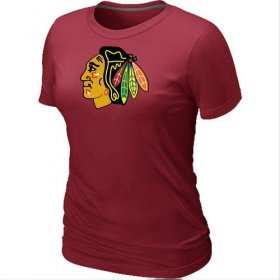 Wholesale Cheap Women\'s Chicago Blackhawks Big & Tall Logo Red NHL T-Shirt